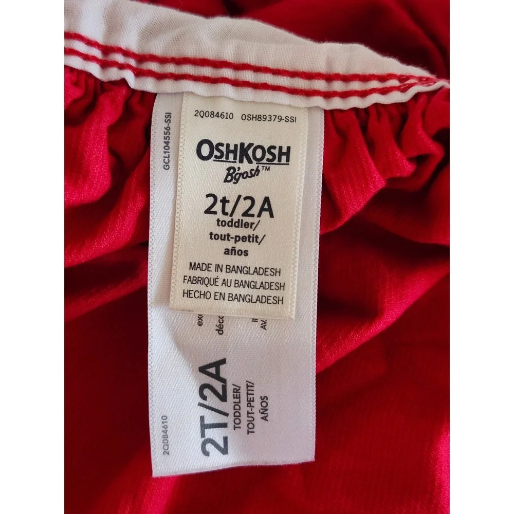 OshKosh B'gosh Red Corduroy Jumper Dress Toddler Girls Size 2T Adjustable Straps